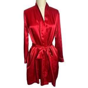 Morgan Taylor Red Faux Silk Robe Women's Size S